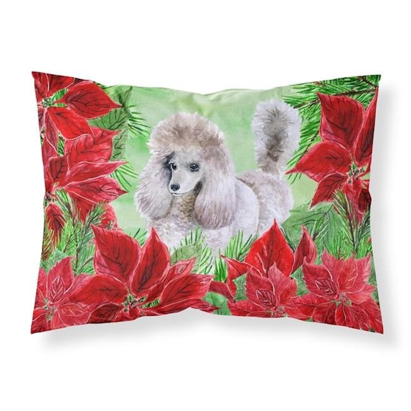 Carolines Treasures CK1313PILLOWCASE Poodle Poinsettas Fabric Standard Pillowcase CK1313PILLOWCASE - main